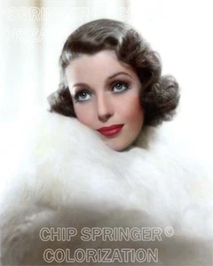 LORETTA YOUNG WEARING A FEATHER WRAP 8X10 BEAUTIFUL COLOR PHOTO BY CHIP SPRINGER - Picture 1 of 1