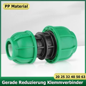 PP Fitting Reduziert Klemmverbinder Kupplung PE Rohr Verschraubung 20-63mm DVGW - Picture 1 of 23
