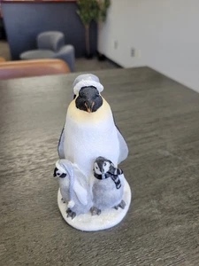 Seagull Studios Emperior Penguin Figurine Momma & Two Babies Holiday Themed  - Picture 1 of 24
