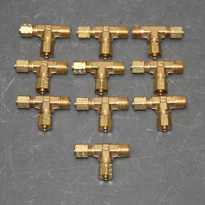 (10) Parker Run Tee Fitting 171CA-2-2, 1/8" NPT x 1/8" x 1/8" Compression, Brass - Image 1 of 4