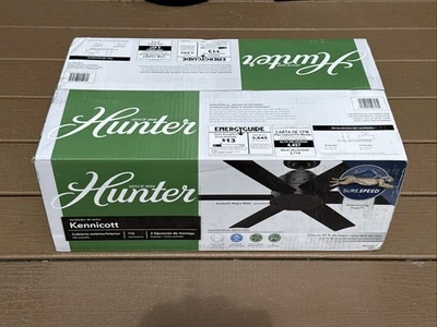 Hunter Kennicott 44” Matte Black Indoor Outdoor Ceiling Fan 59613 New - Image 1 of 4