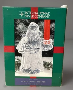 24% Lead Crystal Santa Candle Holder International Silver Company 7.5" Imperial - Picture 1 of 6