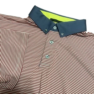 Greyson Men's Red White Stripe Polo Shirt Golf Athleisure Size L - Picture 1 of 8