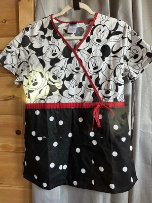 Cherokee Scrub Top Minnie Tooniform Disney Mock S 6625C MKBM VNeck NWT - Image 1 of 4