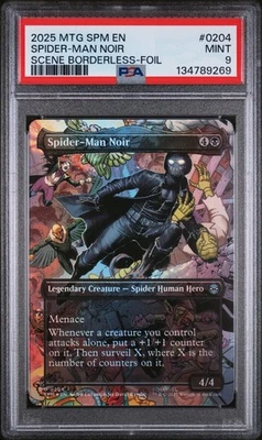 SPIDER-MAN NOIR SCENE BORDERLESS FOIL #0204 2025 MTG SPM SPIDER-MAN PSA 9 MINT - Image 1 of 2