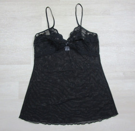 Vintage Seductive Wear Cinema Etoile Babydoll Lingerie (M) Black Sheer Chemise