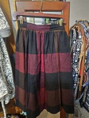 Evan Picone Wool Plaid Midi Skirt 26 Inch Waist Vintage Small - Image 1 of 4