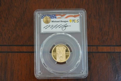 1992-W PCGS PR70DCAM Olympic $5 Five dollar Gold Commemorative Michael Reagan - Image 1 of 3