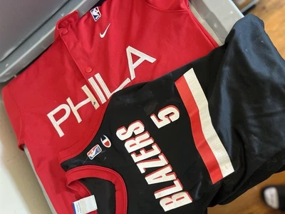 youth md vintage 2 nba basketball jersey bundle vintage 76ers blazers b4 flaws - Image 1 of 4