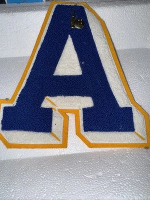 8” Letter Patch Black & Yellow Letter Patches Large Varsity “A” Bowling Pin - Image 1 of 3