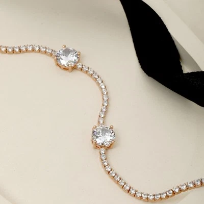 Lab Grown Diamond Tennis Bracelet FG VS Round Solitaire 14k Rose Gold Plated 5ct - Image 1 of 4