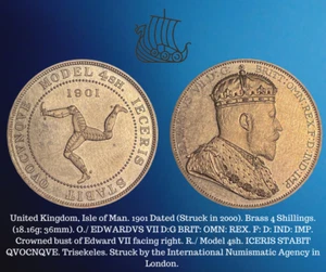 1901 (2000) UK Isle of Man 4 Shillings Modern Proof Fantasy Issue Coin - Picture 1 of 4