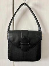Yves Saint-Laurent Lizard embossed leather 2way Hand bag Adjustable handle Black