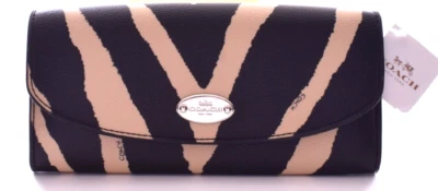 NUEVO CON ETIQUETAS COACH Zebra SV Negro Multi Delgado Sobre Cartera F52739 Foto 1 de 4