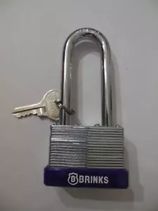 Brinks* Laminated Keyed  Padlock* Long Shackle * 2 - 1/2 *FREE SHIPPING - Picture 1 of 6