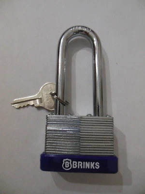 Brinks* Laminated Keyed  Padlock* Long Shackle * 2 - 1/2 *FREE SHIPPING - Image 1 of 4