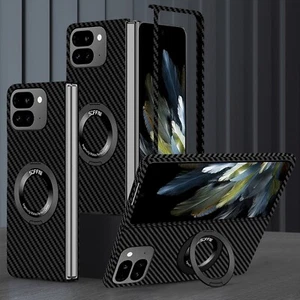 For Google Pixel 9 Pro Fold Carbon Fibre Case Mag Safe Magnetic Ring Stand Cover - Picture 1 of 19