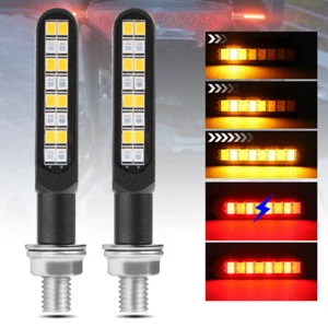 2X Sequential Flowing Motorcycle LED Turn Signal Light Indicator Red Amber Brake - Picture 1 of 10