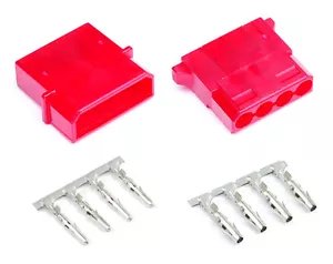 Roter Stecker & Buchse 4 Pin Molex Stecker mit Pins für PC Computer Netzteil - Bild 1 von 2