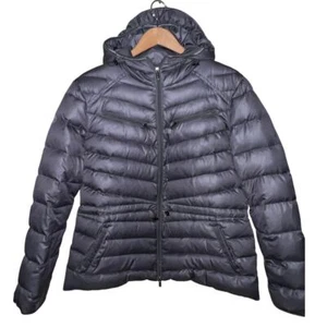 Abrigo acolchado Kenneth Cole para mujer X-grande plumón relleno de ganso gris Chevron con capucha XL - Imagen 1 de 9