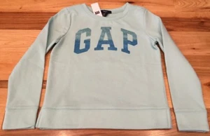 Gap Kids Girls Large (10-11) Teal & Teal Sparkle GAP Logo Sweatshirt. Nwt - Picture 1 of 3