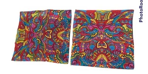 Pillow Covers Mod Boho Back Zipper Square Colorful Retro Psychedelic Hippie 14" - Picture 1 of 10
