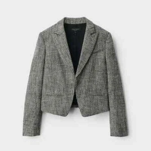 NEW Rag & Bone Elle Tweed Blazer in black/White- size 14 #SJ368 - Picture 1 of 8