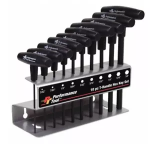 PT TOOL 10-PC T HANDLE GRIPS HEX KEY SET CARBON STEEL SHAFTS LIFETIME WARRANTY - Picture 1 of 5