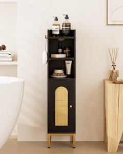 Bathroom Storage Cabinet Corner Floor Hutch w/ Door Adjustable Shelves Organizer - Picture 1 of 12