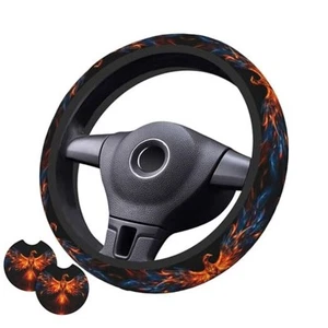 Phoenix Steering Wheel Cover with 2 Car Coasters Non Slip Neoprene for Women 4 - Picture 1 of 8