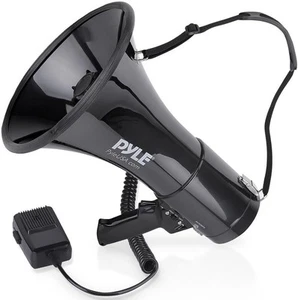 Pyle Megaphone Speaker PA Bullhorn with Built-in Siren 50 Black Aux Input  - Picture 1 of 7