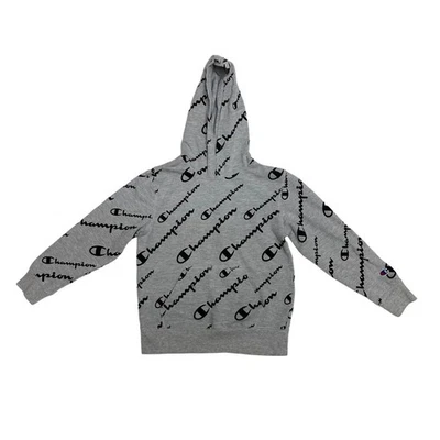 Champion Boys Logo Over All Pullover Hoodie Size Small Gray - Image 1 of 4