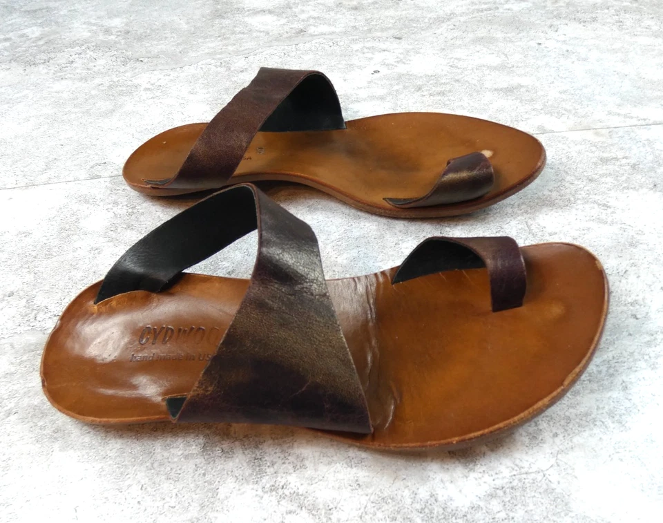 Sandalia Cydwoq Hillary Mujer 40 Marrón Cobre Puntera Correa Descarada Boho Slide Hecha en EE. UU. Foto 1 de 4