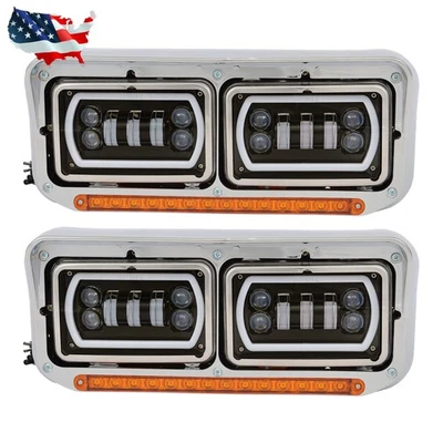 DRL Projector Headlights Lamp For Kenworth W900 1981-2019 For Western Star LED - Image 1 of 4