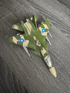 Jet Fighter Plane 1:120 Die Cast Toy Light,Sound,Pull Back Kandytoys Green Camo - Picture 1 of 4
