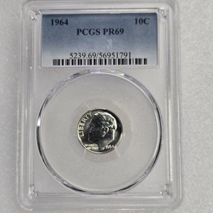 Rosevelt Silver Dime Proof Lot 1964 PCGS PR 69 Uncirculated 10c Coin - Picture 1 of 12