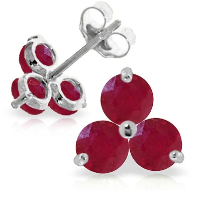 1.5 CTW 14K Solid White Gold Best Look Ruby Earrings - Image 1 of 3