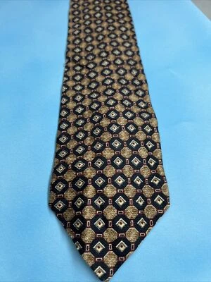 Structure Le Collerioni 意大利制造领带 100% 真丝 56 英寸 x 4 英寸黑色/棕色领带 — 第 1/4 张图片