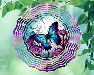 10" Purple Pink Butterfly Hanging Wind Spinner Yard Decor 3D Kinetic rws-003 - Picture 1 of 2