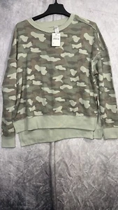 Alternative Camo Print Green Dolman Sleeve Lounge Sweater Women’s Small NEW - Picture 1 of 12