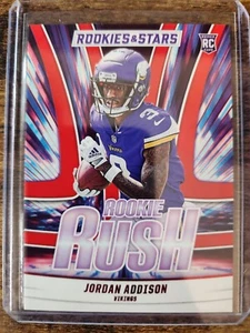 2023 Rookies & Stars Jordan Addison Rookie Rush Longevity Red RC #RR-12 Vikings - Picture 1 of 2