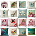 18" Home Home Cute Cartoon Animals Cotton Linen Pillowcase Sofa Cushion Cover