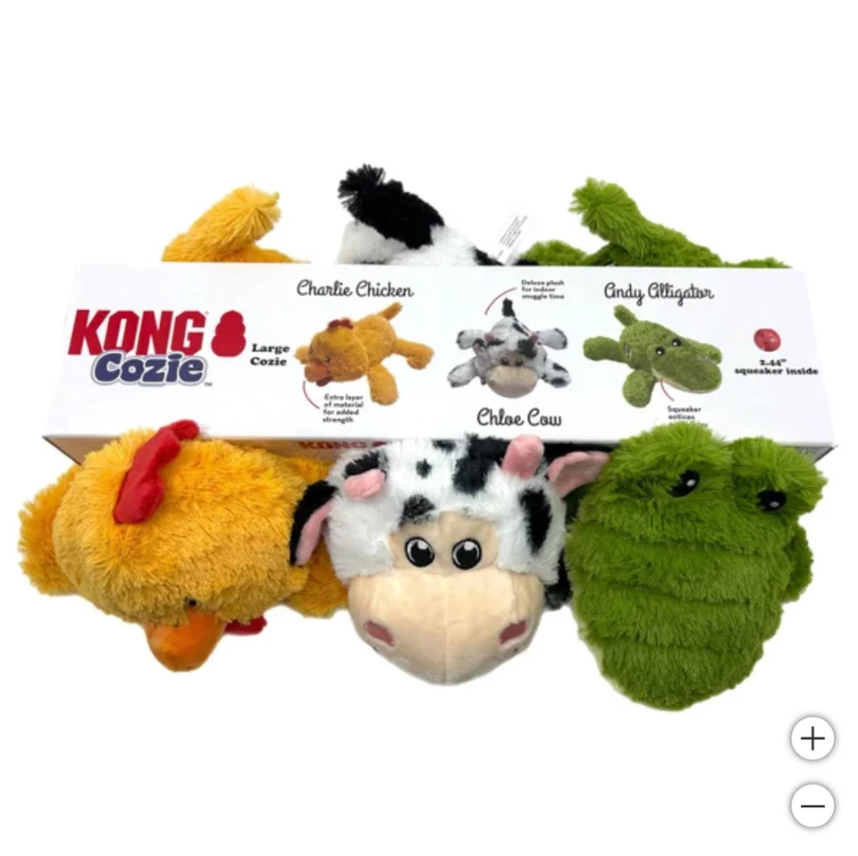 KONG COZIE PLAY PACK DOG SQUEAKER TOYS 3 Pack Large Cozie Item No. 1752146