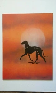 Spirit Shadow Painting stilisierter Windhund oder Whippet "Going Home" Ooak CAC - Bild 1 von 4