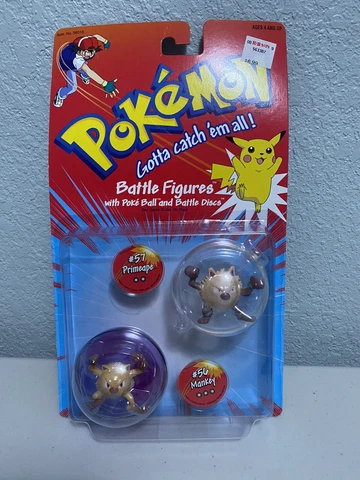 Pokemon Battle Figures #57 Primeape & #56 Mankey Vintage Hasbro Some Wear Cover