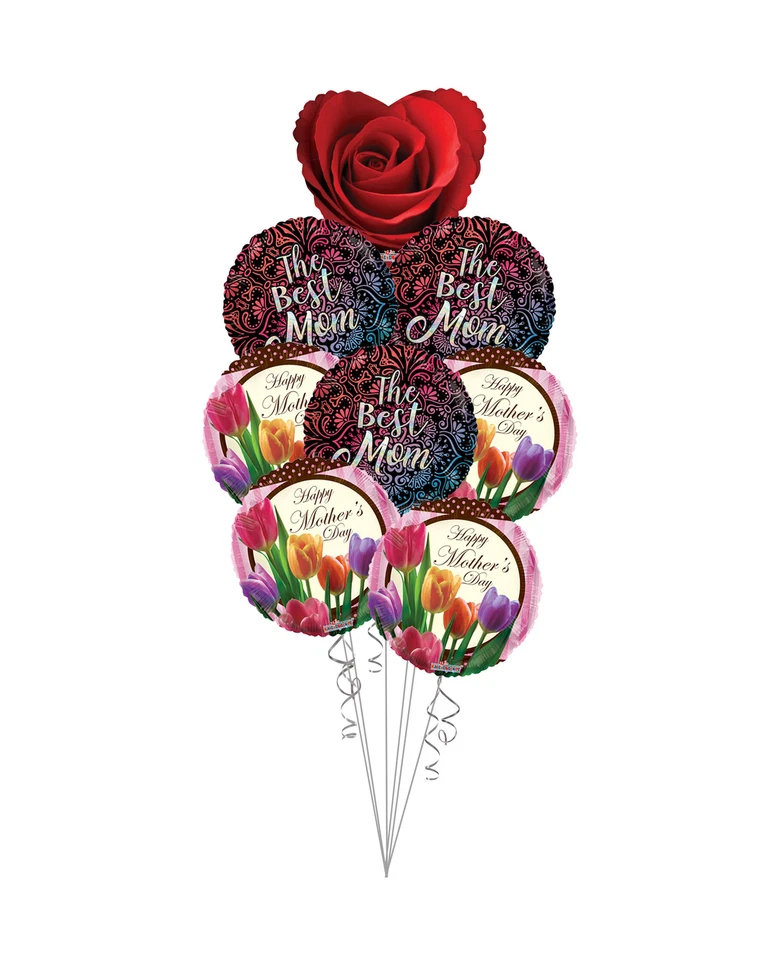 Feliz Día de la Madre el Mejor Ramo Globo Mamá (8 Globos) Foto 1 de 1