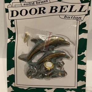 VTG Solid Brass Door Bell Button Ringer Dolphin Jumping Dolphins New & Sealed - Picture 1 of 3