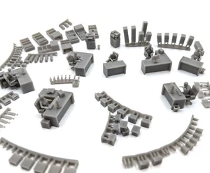 HO Scale Modern Office Desks Figures Shelves Chairs Photo Copier Computers - Picture 1 of 11