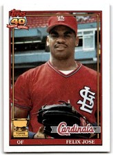 1991 Topps Baseball Card Felix Jose St. Louis Cardinals #368