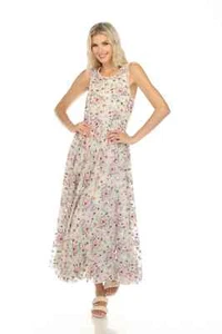 Johnny Was XL Karina Biya Mesh Floral Sleeveless Maxi Dress Boho Chic B36723-4 - Picture 1 of 5